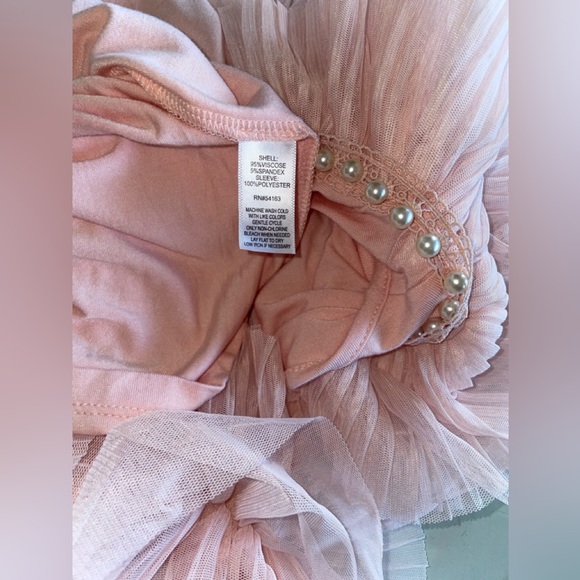LAST SALE PRICE TOP FROTHY PLEATED LAYERS TULLE SLEEVE ROSE SIZE SMALL STRETCH - Picture 12 of 13